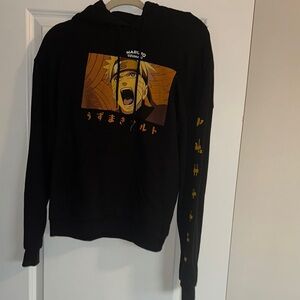 Black and Orange Graphic Crew Neck Sweater